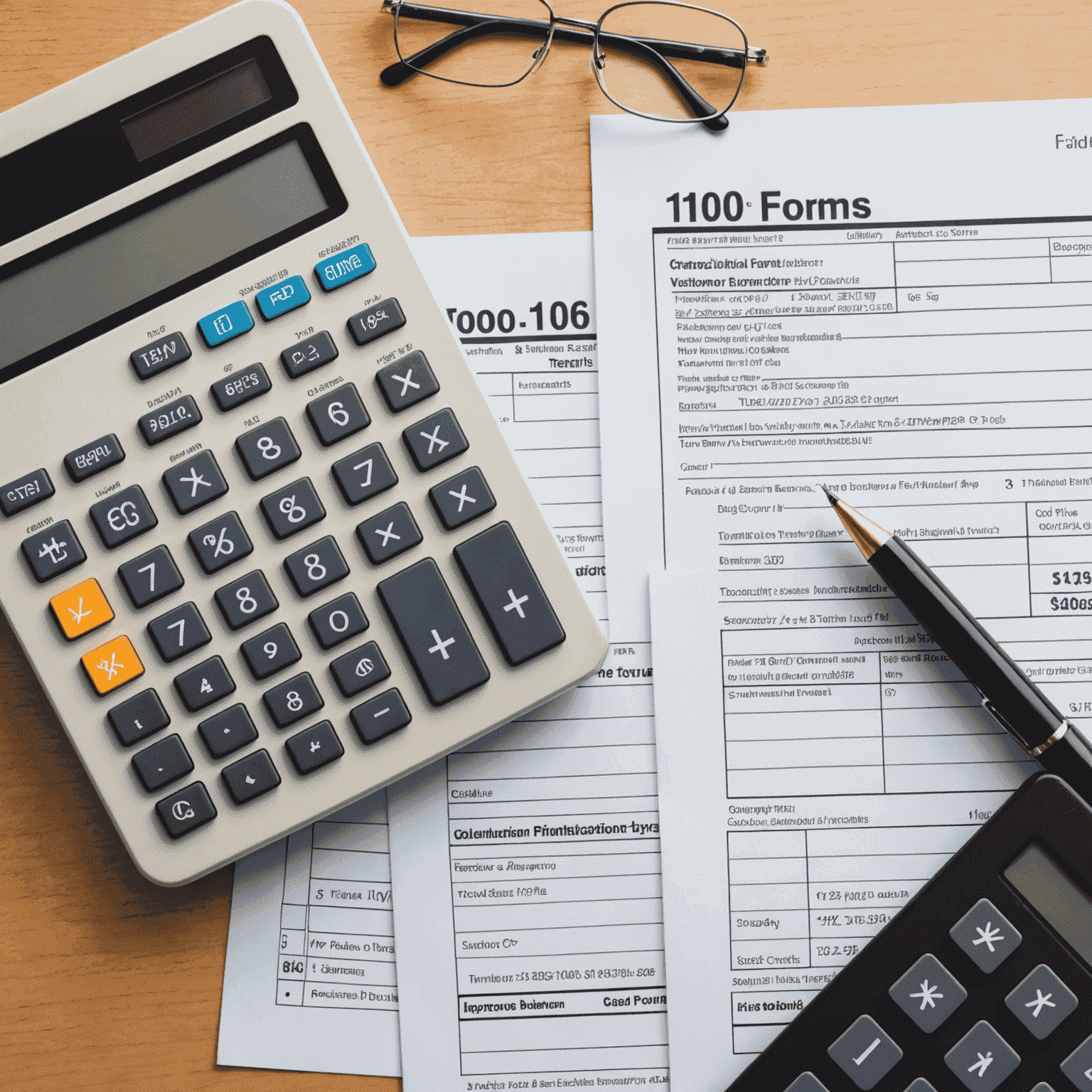 Illustration of tax forms and calculator representing tax optimization